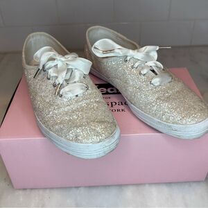 Kate Spade Keds Sneakers Silver Glitter Low-Top Casual Wedding Party